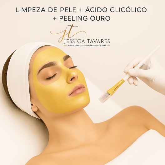 LIMPEZA DE PELE + ÁCIDO GLICÓLICO + PEELING OURO